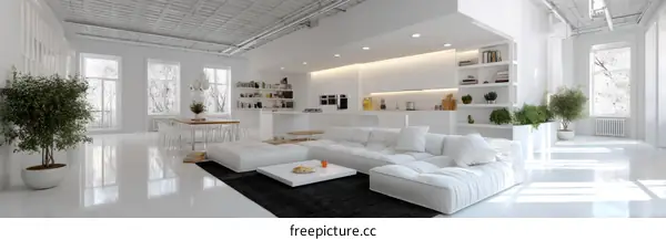 Modern Minimalist White Living Room Interior Design
