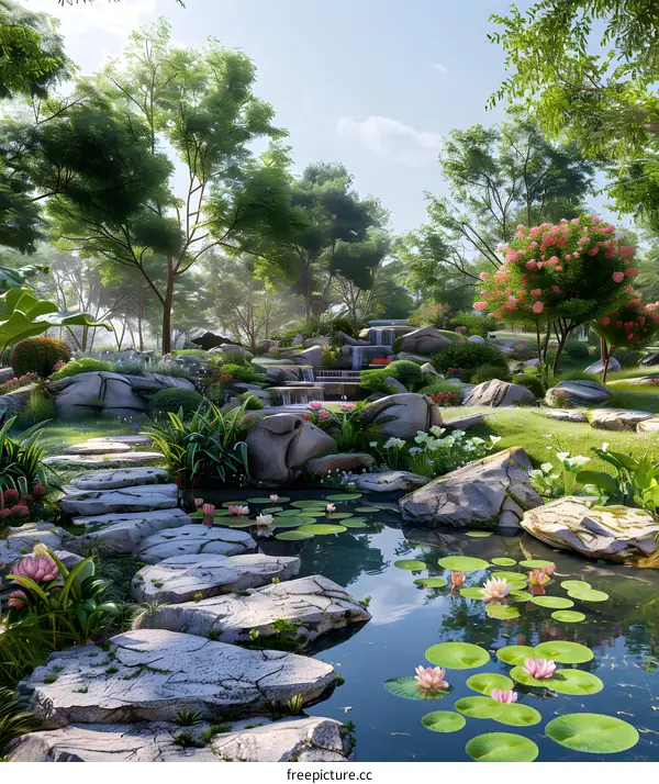 Chinese style garden landscape design renderings