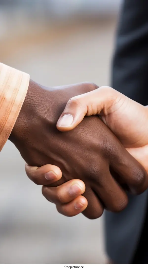 Business handshake between African American and Caucasian
