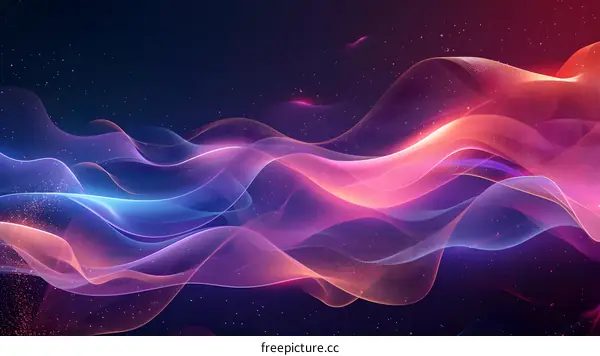 Colorful light wave with particles