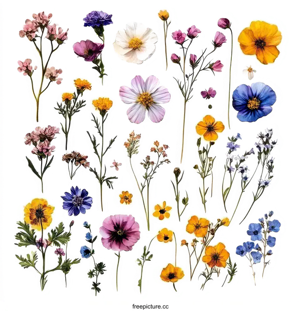 [Transparent Background PNG]Colorful Dried Flowers Arrangement