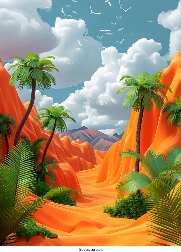 Surreal Orange Desert Landscape
