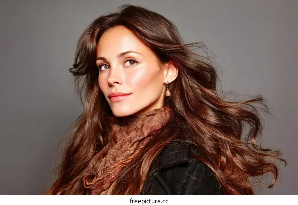 Portrait of a Woman with Long Brown Hair