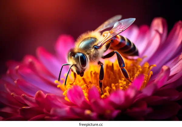 A bee pollinating a flower