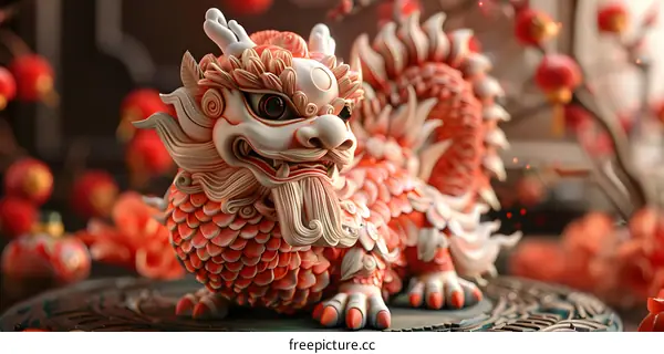 A ceramic figurine of a Chinese dragon