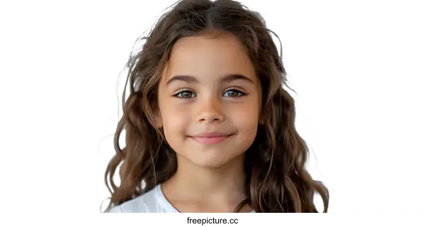 [Transparent Background PNG]Portrait of a Smiling Young Girl With Brown Hair