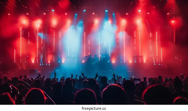 Rock concert with many people in the audience