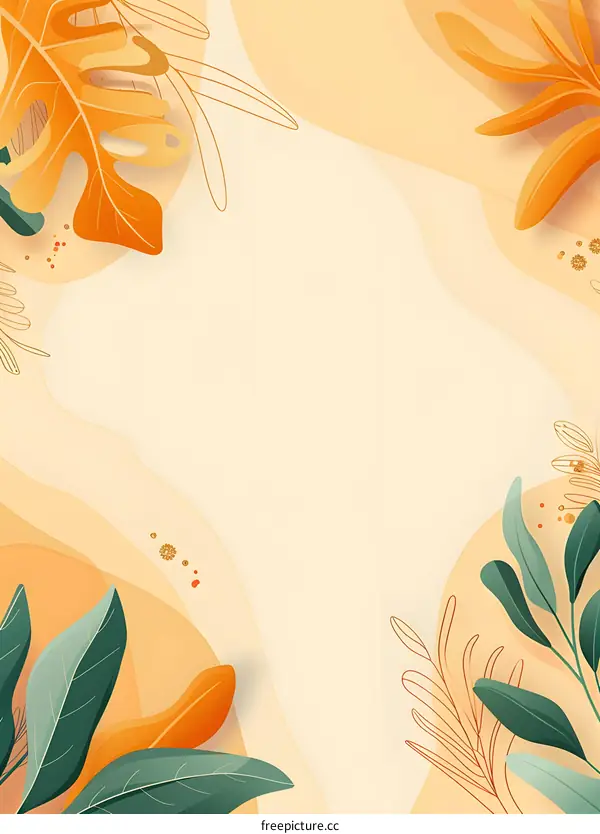 Abstract Orange and Green Leaves  Background Design