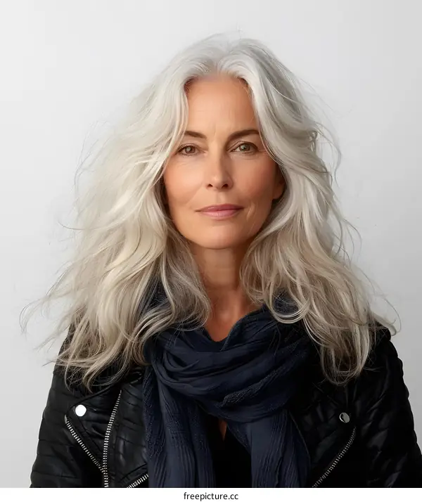 portrait of a beautiful older woman with gray hair