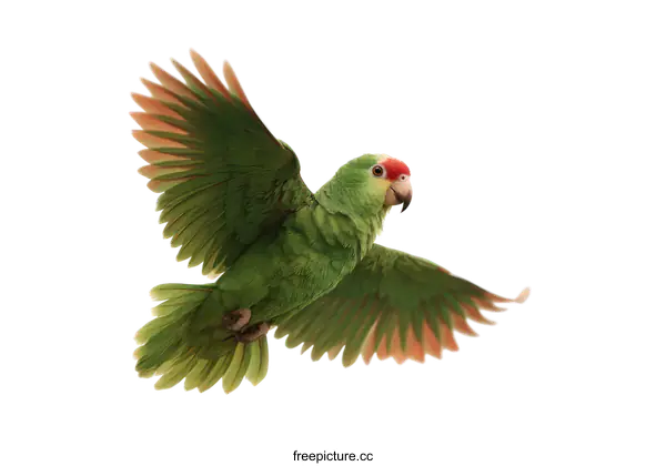 [Transparent Background PNG]Parrot in Flight Against a White Background