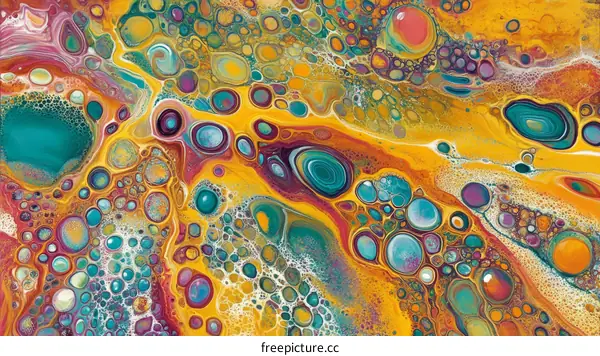 Abstract Colorful Fluid Art Painting
