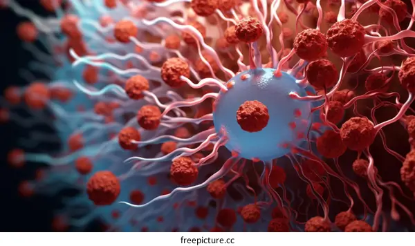 Cancer cells with long tentacles reaching out