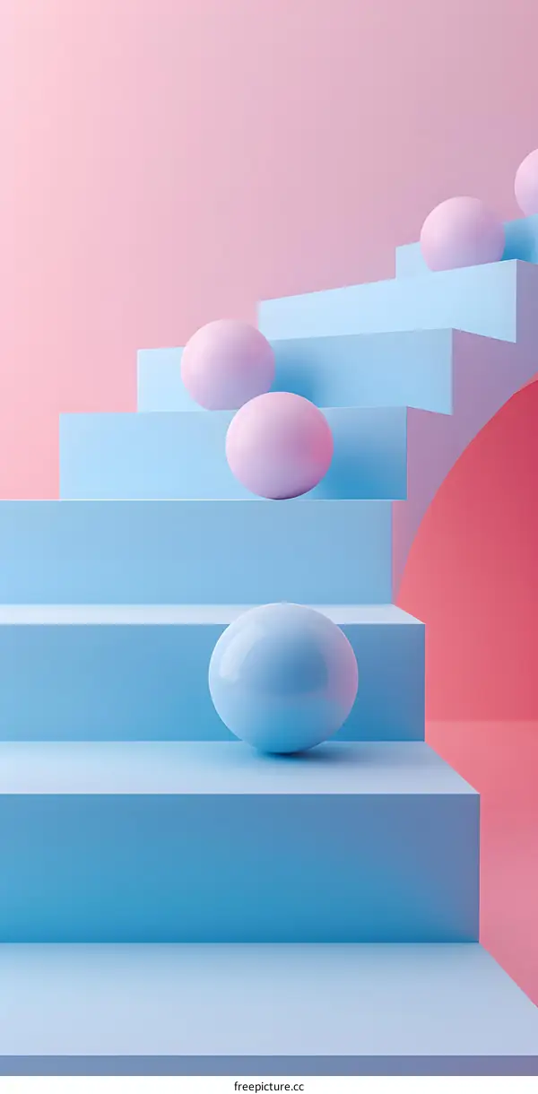 Abstract Blue and Pink 3D Geometric Shapes