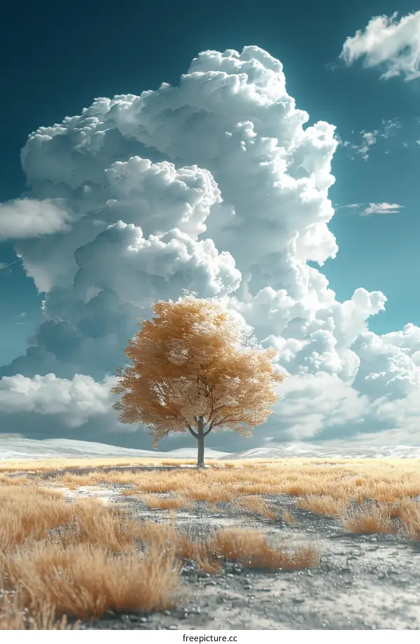 A solitary tree under a dramatic sky