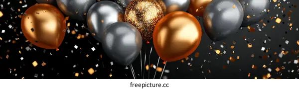 Festive Balloons and Confetti Background