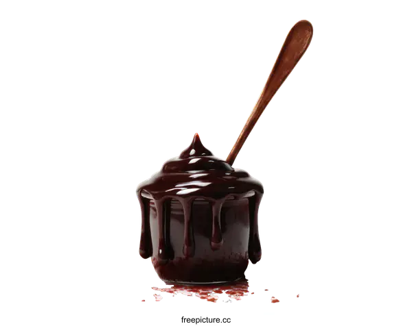 [Transparent Background PNG]Melted Chocolate Sauce in a Small Bowl