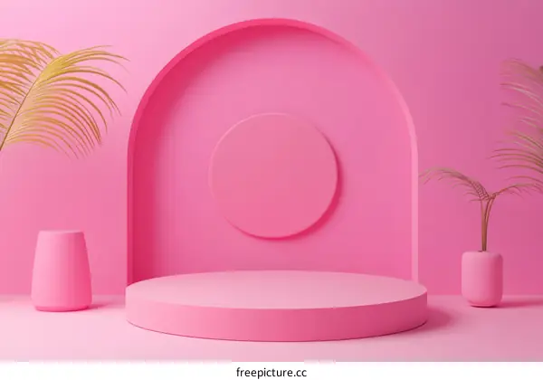 Pink Minimalist Geometric Product Display Background