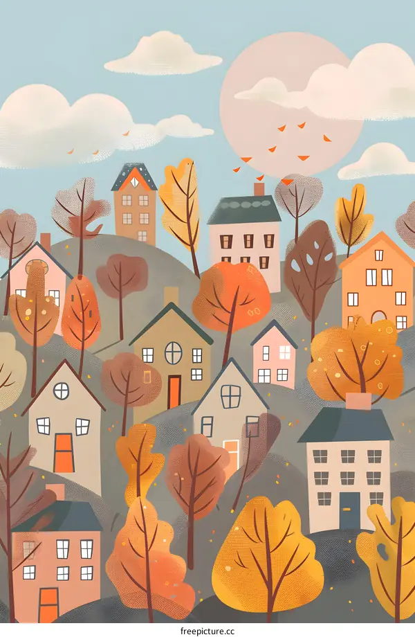 Autumn Town Illustration