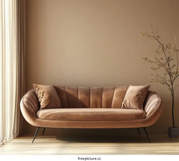 Modern Beige Sofa in a Stylish Living Room