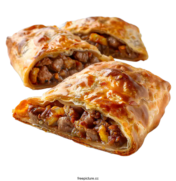 [Transparent Background PNG]Three Delicious Puff Pastry with Meat Filling