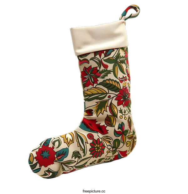 [Transparent Background PNG]Floral Patterned Christmas Stocking