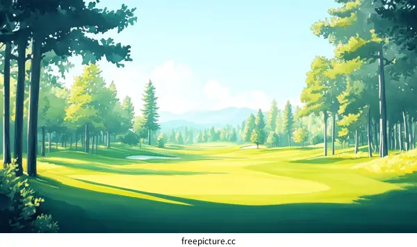 A Peaceful Golf Course Illustration