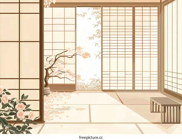Japanese Room Interior Design With Sliding Doors