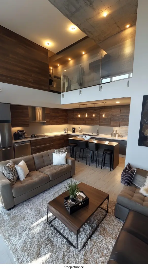Modern Open-Concept Loft Apartment Living Area
