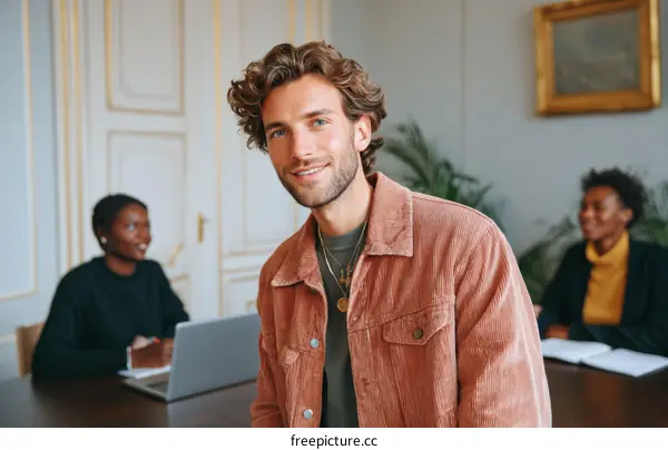 Business Meeting of Diverse Colleagues in Elegant Office Setting