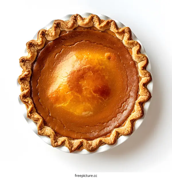 Freshly Baked Pumpkin Pie on White Background