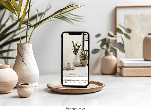 Modern Home Decor with Plants and Vases