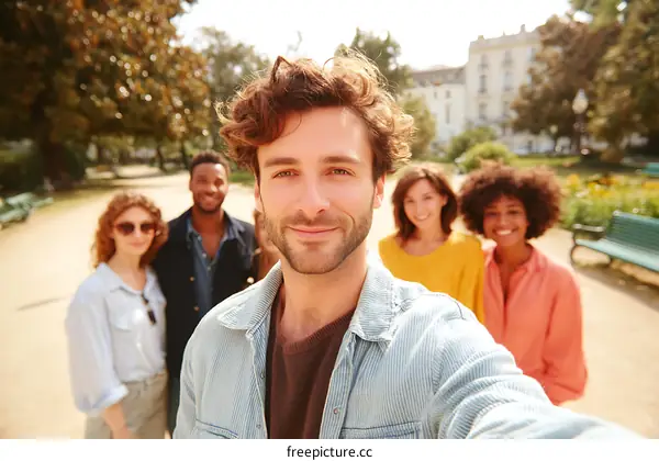 Friends Group Portrait in Park Setting