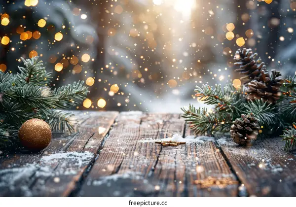 Christmas background with fir branches and decorations