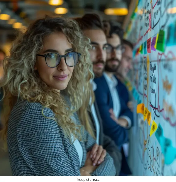 Portrait of a group of business professionals standing in an office