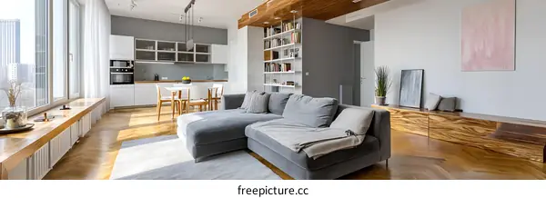 Modern Open-Concept Apartment Living Room