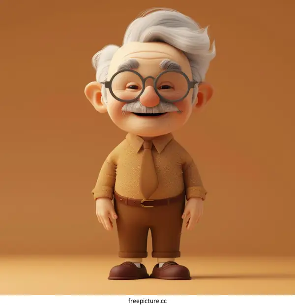 Cheerful elderly man with glasses and white hair