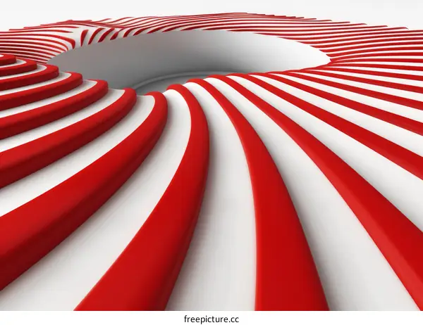 A red and white striped tunnel with a hole in the center