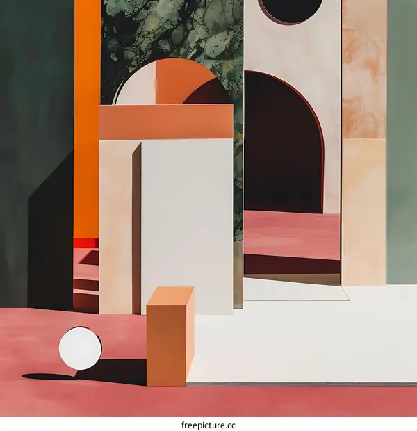 Abstract Architecture with Geometric Shapes and Minimalist Design