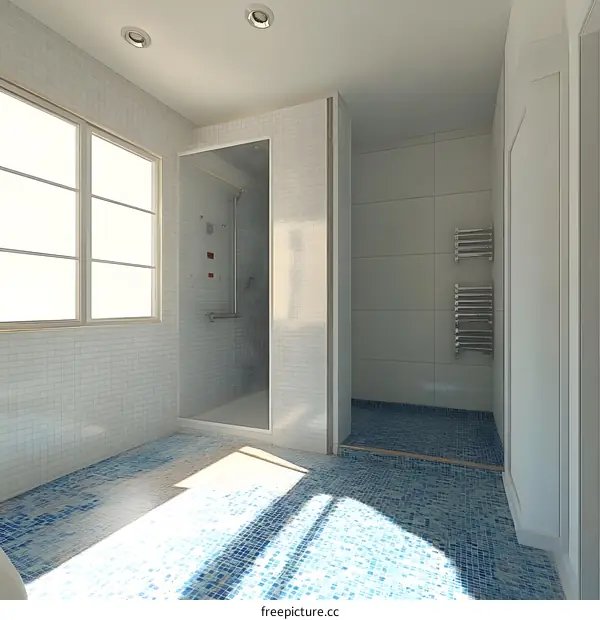 Modern Bathroom with Glass Shower Stall and Tile Flooring