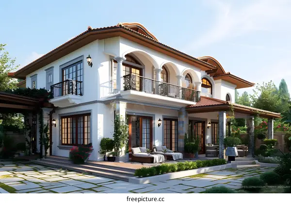 A beautiful house with a garden