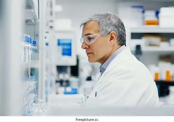 Focused Scientist in a Modern Laboratory Setting