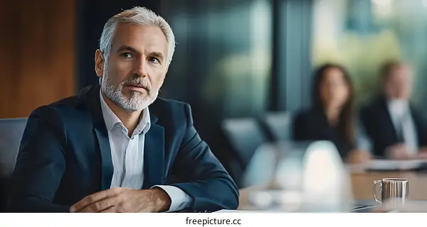 Serious Businessman Looking Away During Meeting