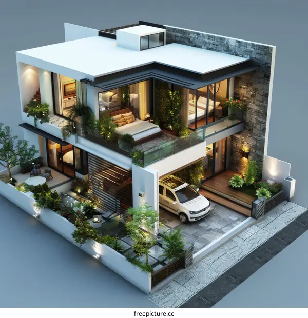 Modern Multi-Story House Design with Exquisite Landscaping