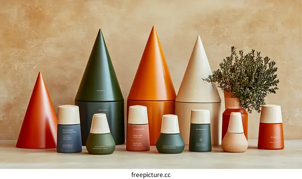 Modern Cosmetic Product Display with Geometric Shapes