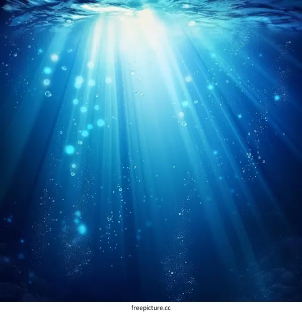 Underwater Ocean Sunlight Rays Background