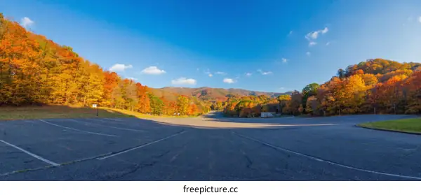 Autumn Foliage Parking Lot Panorama