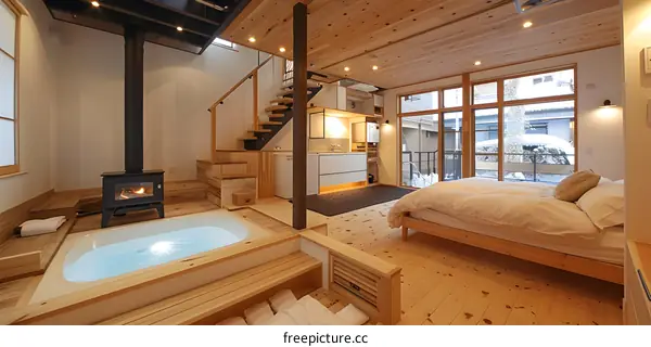 Modern Japanese Style Open Bedroom
