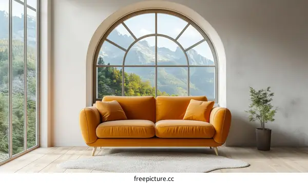 Modern Living Room with Scenic Mountain View