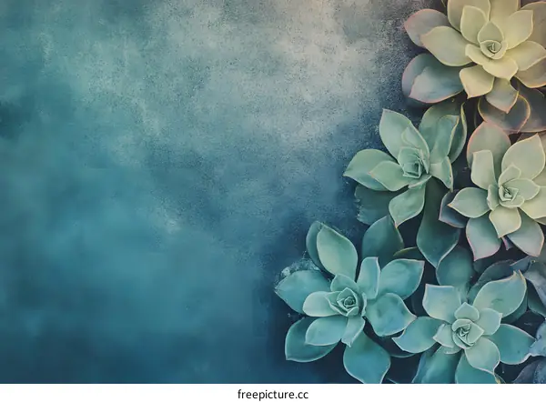 Succulent Plants on a Blue Background