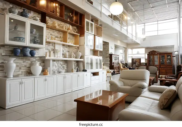 Modern Furniture Showroom with Decorative Display